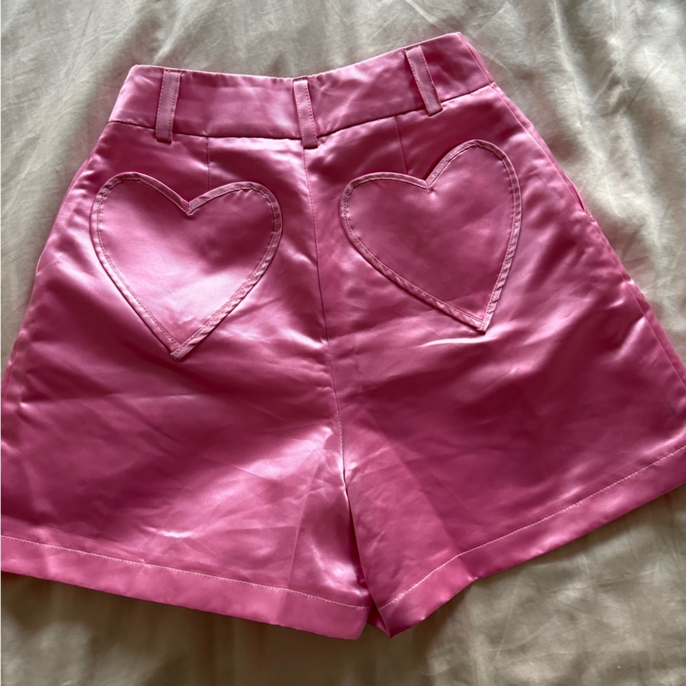Flainer Pink Raspberry Satin Heart Shorts - Picture 5 of 7